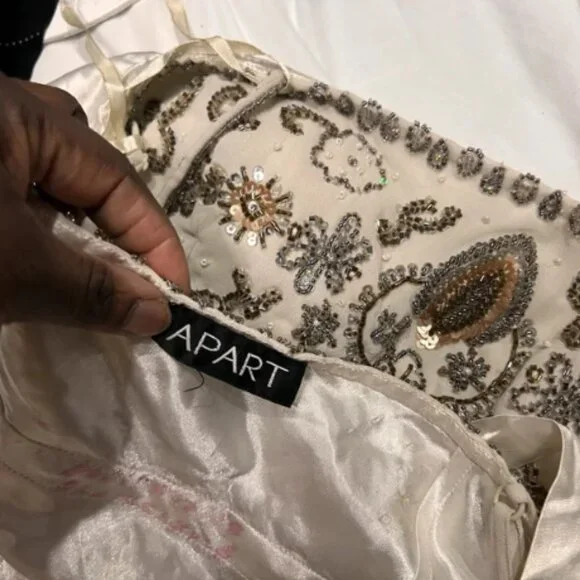 Vintage Y2K Fairycore whimsical Apart pearl dress, white cocktail dress. - Picture 3 of 7